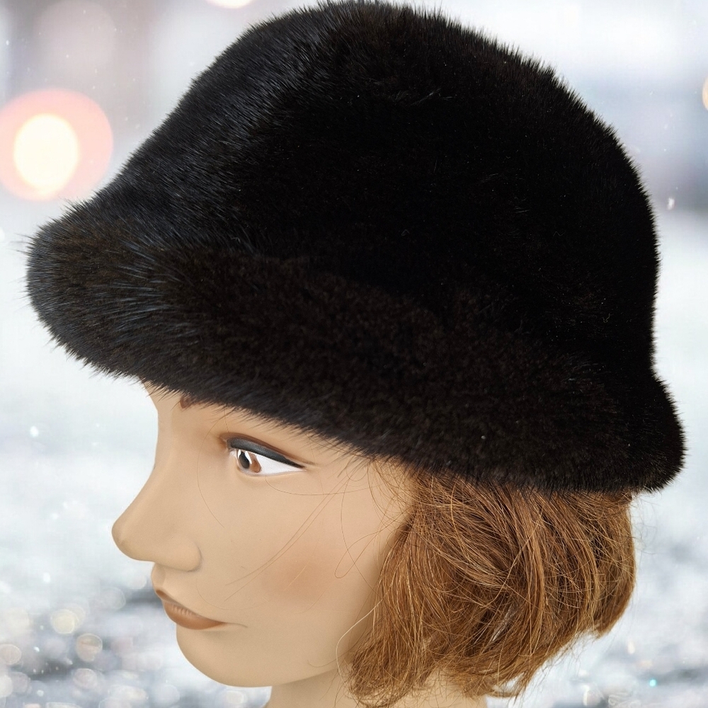 Vintage Real Mi K Fur Hat brown Cap Bucket Hat XS (52CM)